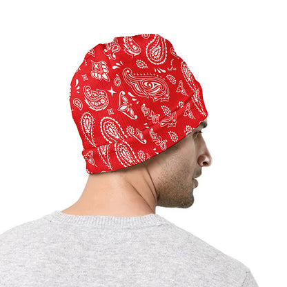 Red Paisley Bandana Pattern Print Beanie