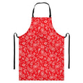 Red Paisley Bandana Pattern Print Bib Apron With Pocket