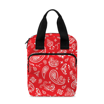 Red Paisley Bandana Pattern Print Bible Tote Bag