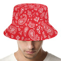 Red Paisley Bandana Pattern Print Bucket Hat