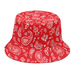 Red Paisley Bandana Pattern Print Bucket Hat