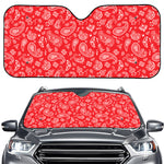 Red Paisley Bandana Pattern Print Car Windshield Sun Shade