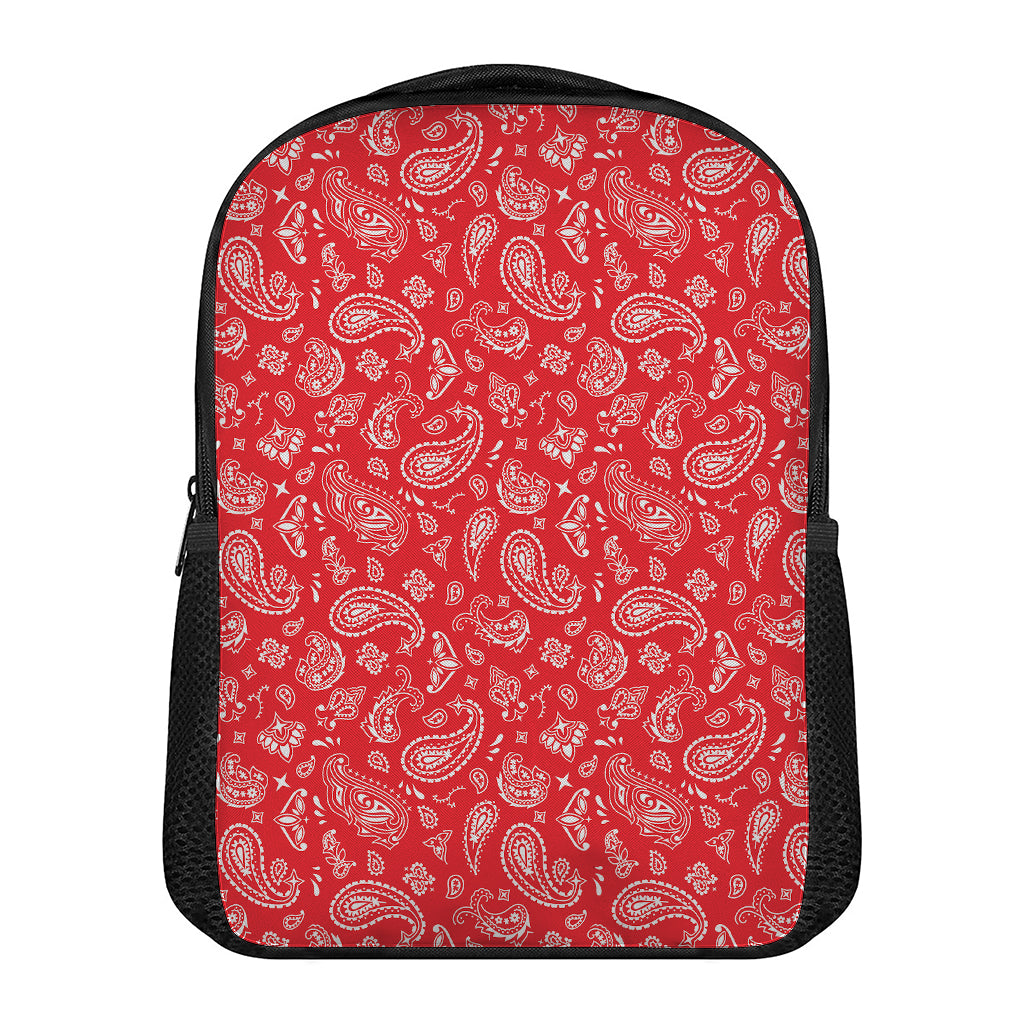 Red Paisley Bandana Pattern Print Casual Backpack