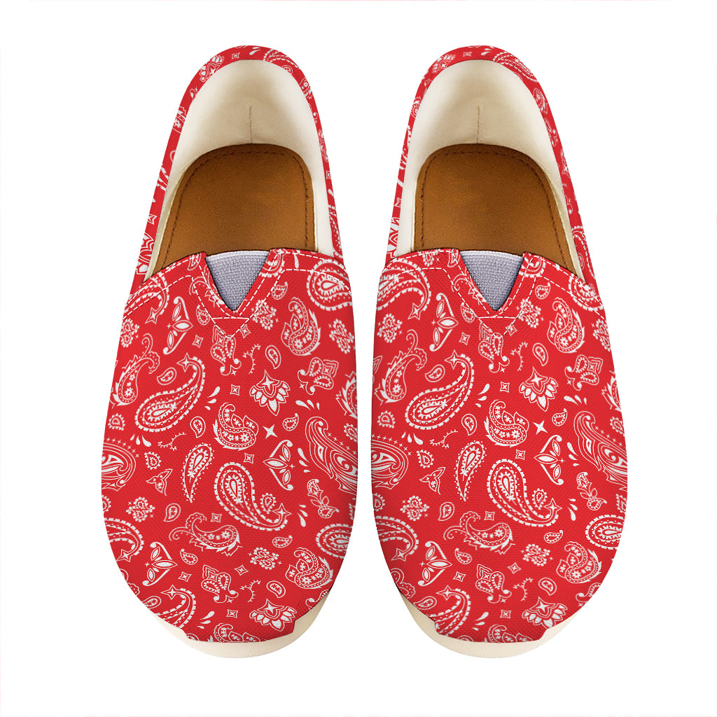 Red Paisley Bandana Pattern Print Casual Shoes