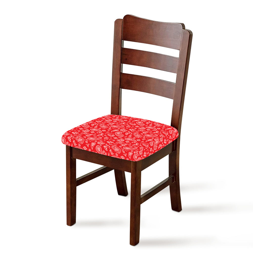 Red Paisley Bandana Pattern Print Chair Cushion Cover