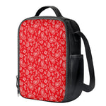 Red Paisley Bandana Pattern Print Crossbody Lunch Bag