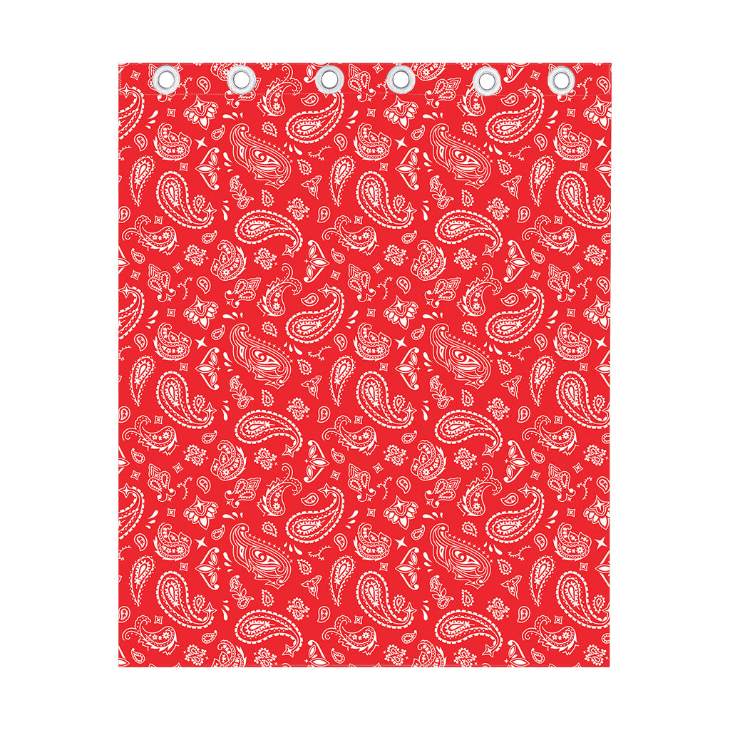Red Paisley Bandana Pattern Print Curtain