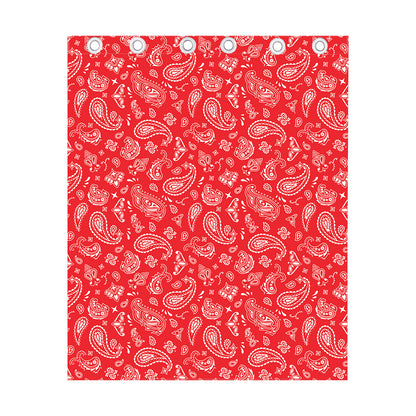 Red Paisley Bandana Pattern Print Curtain