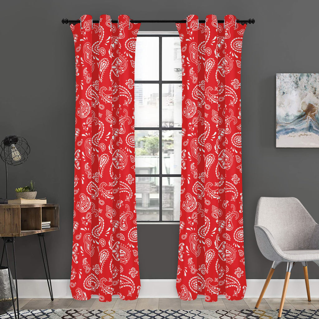 Red Paisley Bandana Pattern Print Curtain