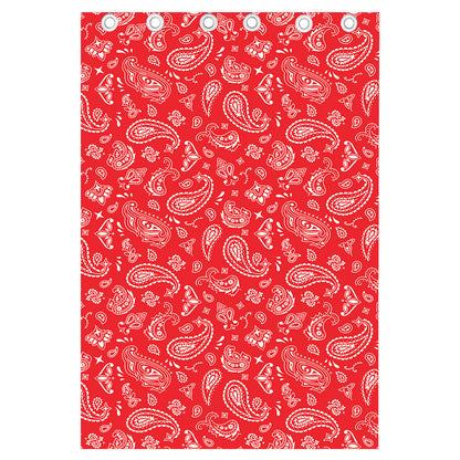Red Paisley Bandana Pattern Print Curtain