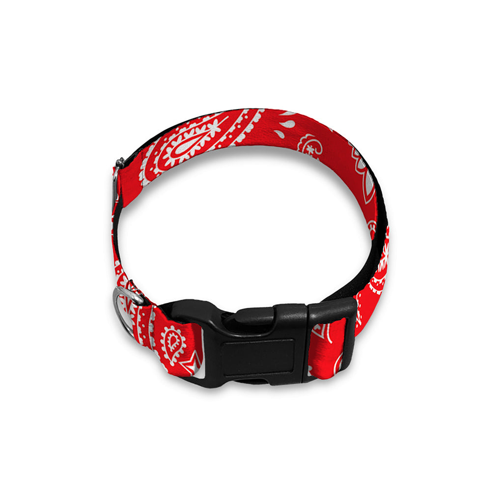 Red Paisley Bandana Pattern Print Dog Collar