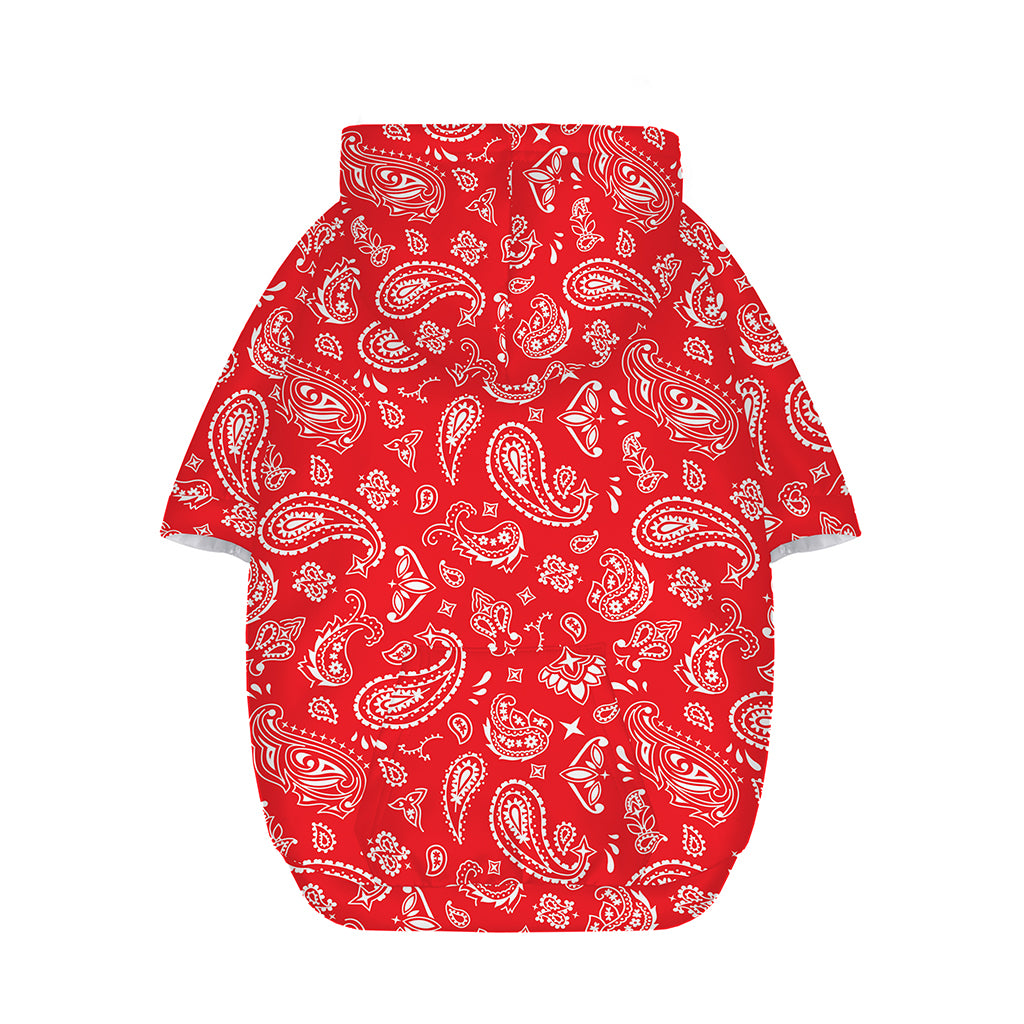 Red Paisley Bandana Pattern Print Dog Zip Up Hoodie