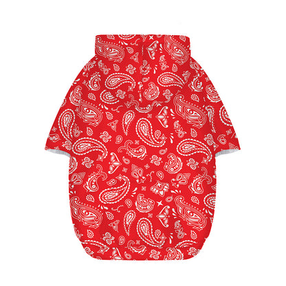 Red Paisley Bandana Pattern Print Dog Zip Up Hoodie