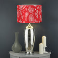 Red Paisley Bandana Pattern Print Drum Lamp Shade