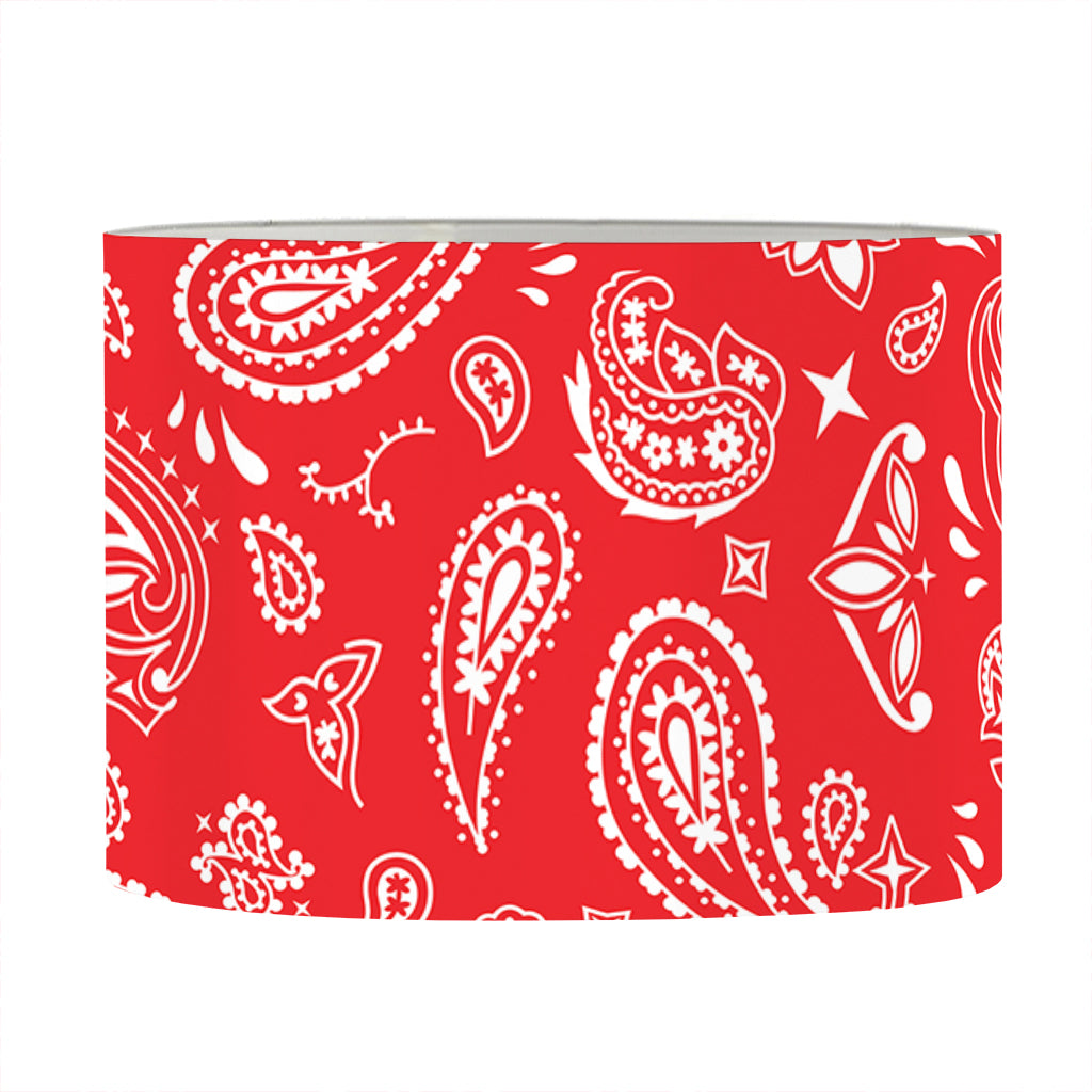 Red Paisley Bandana Pattern Print Drum Lamp Shade