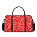 Red Paisley Bandana Pattern Print Duffle Bag