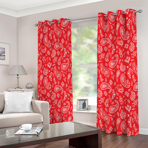 Red Paisley Bandana Pattern Print Extra Wide Grommet Curtains