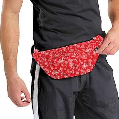 Red Paisley Bandana Pattern Print Fanny Pack