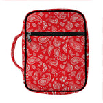 Red Paisley Bandana Pattern Print Front Pocket Bible Bag