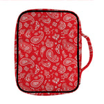 Red Paisley Bandana Pattern Print Front Pocket Bible Bag