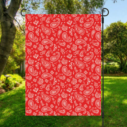 Red Paisley Bandana Pattern Print Garden Flag