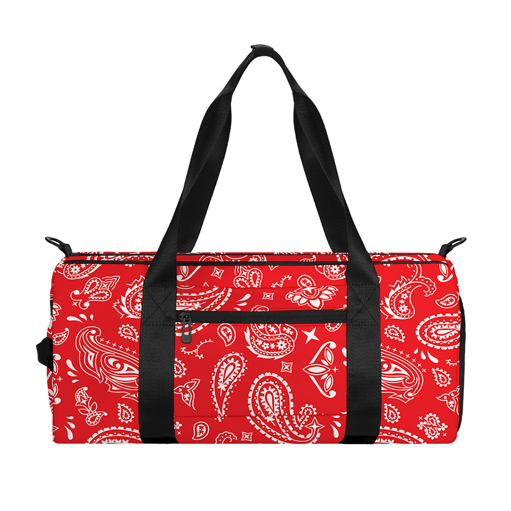 Red Paisley Bandana Pattern Print Gym Bag