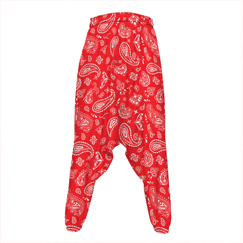 Red Paisley Bandana Pattern Print Hammer Pants