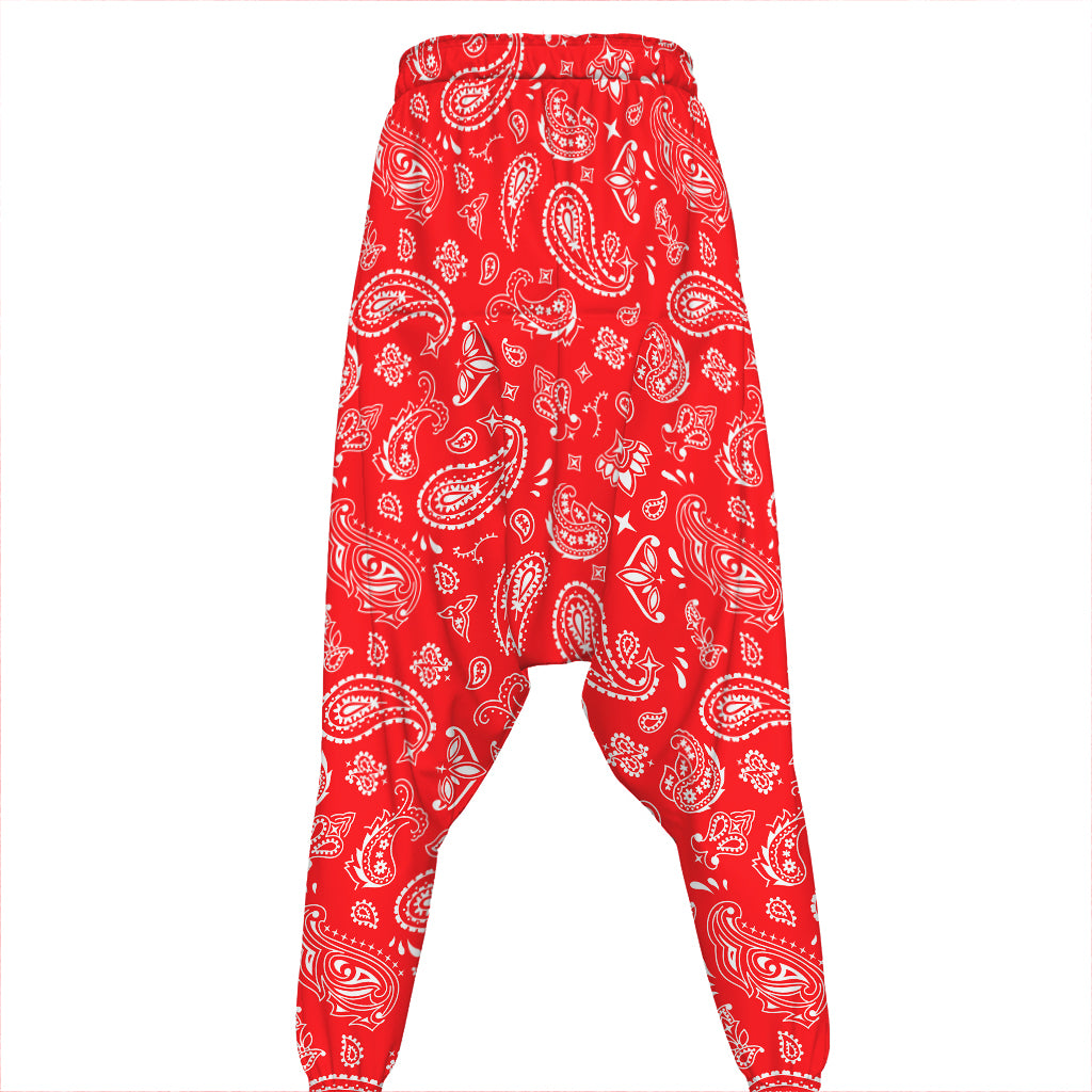 Red Paisley Bandana Pattern Print Hammer Pants