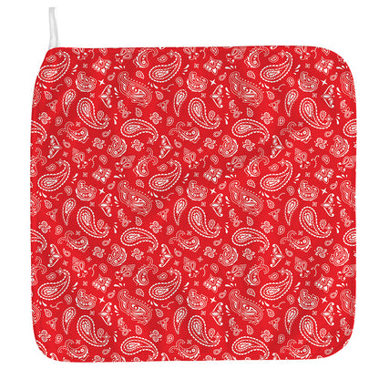 Red Paisley Bandana Pattern Print Hand Towel