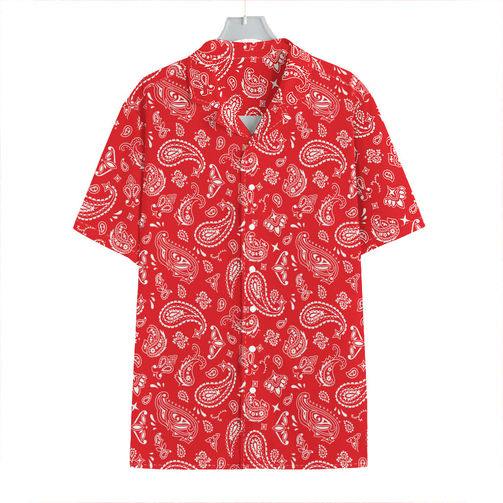 Red Paisley Bandana Pattern Print Hawaiian Shirt