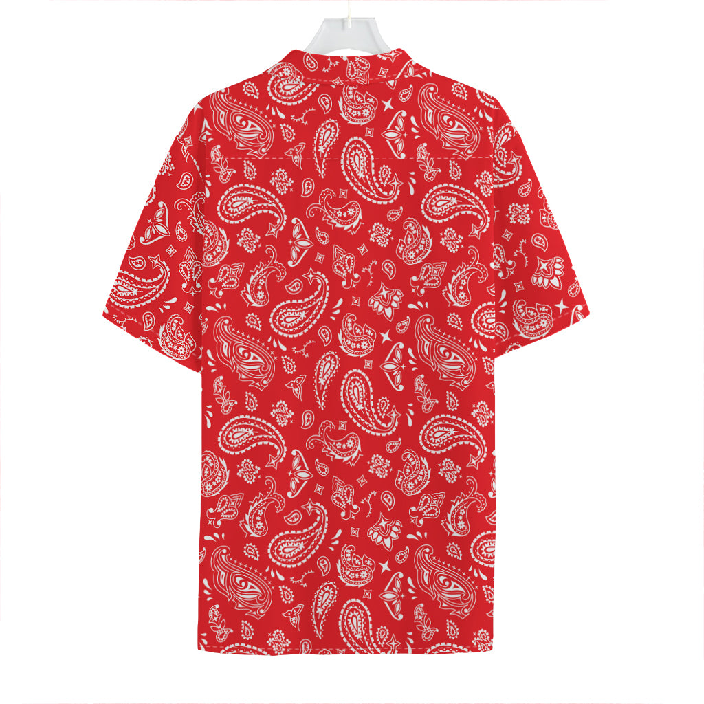 Red Paisley Bandana Pattern Print Hawaiian Shirt