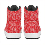 Red Paisley Bandana Pattern Print High Top Leather Sneakers