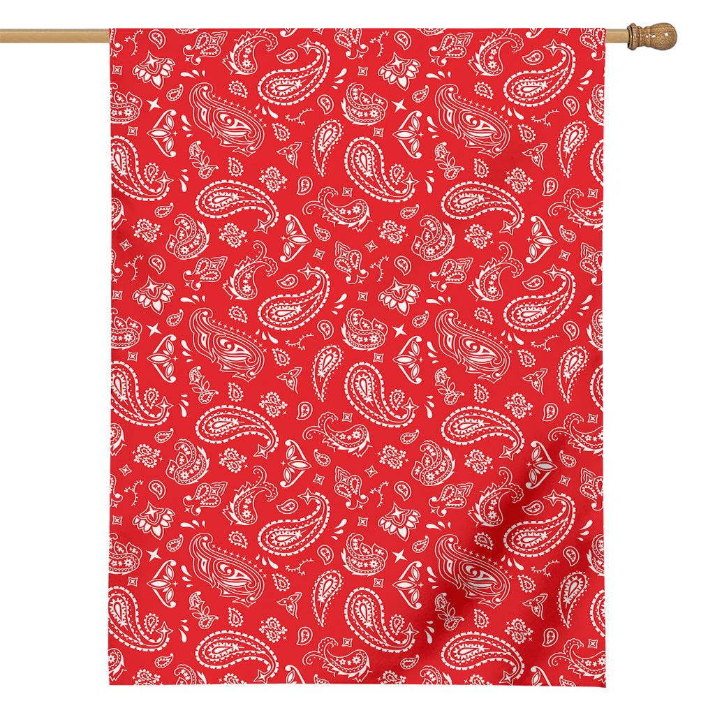 Red Paisley Bandana Pattern Print House Flag
