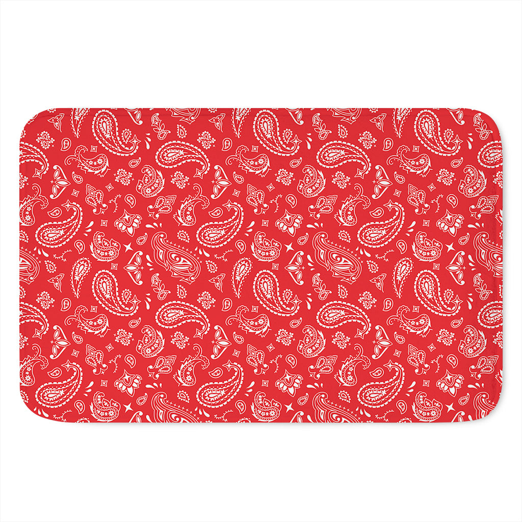 Red Paisley Bandana Pattern Print Indoor Door Mat