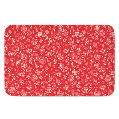 Red Paisley Bandana Pattern Print Indoor Door Mat