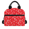 Red Paisley Bandana Pattern Print Insulated Lunch Bag