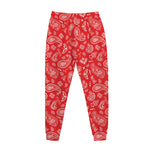 Red Paisley Bandana Pattern Print Jogger Pants