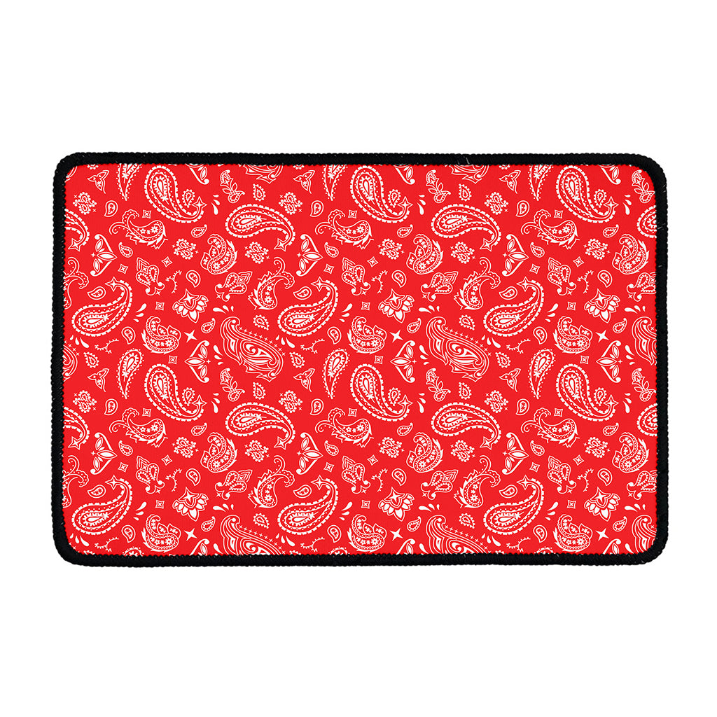 Red Paisley Bandana Pattern Print Kitchen Mat