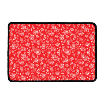 Red Paisley Bandana Pattern Print Kitchen Mat