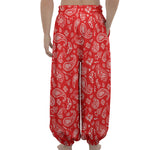 Red Paisley Bandana Pattern Print Lantern Pants