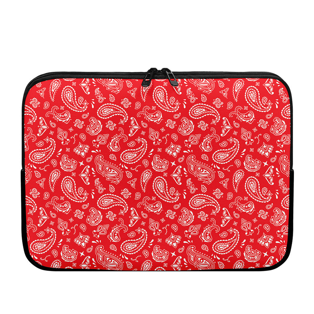 Red Paisley Bandana Pattern Print Laptop Sleeve