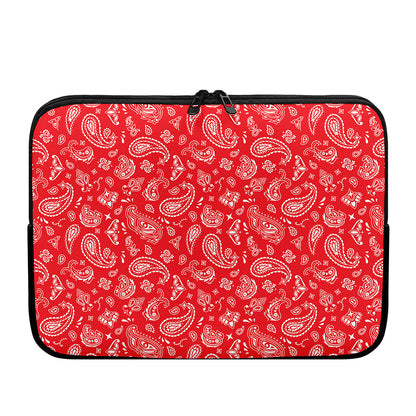 Red Paisley Bandana Pattern Print Laptop Sleeve