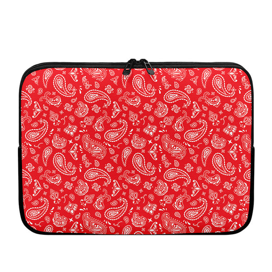 Red Paisley Bandana Pattern Print Laptop Sleeve