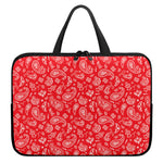 Red Paisley Bandana Pattern Print Laptop Sleeve With Handle