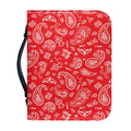 Red Paisley Bandana Pattern Print Leather Bible Cover