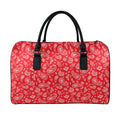 Red Paisley Bandana Pattern Print Leather Duffel Bag