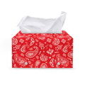 Red Paisley Bandana Pattern Print Leather Tissue Box Cover