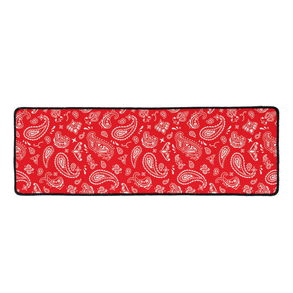 Red Paisley Bandana Pattern Print Long Kitchen Mat