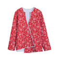 Red Paisley Bandana Pattern Print Long Sleeve Short Coat