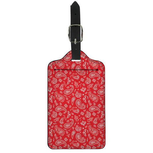 Red Paisley Bandana Pattern Print Luggage Tag